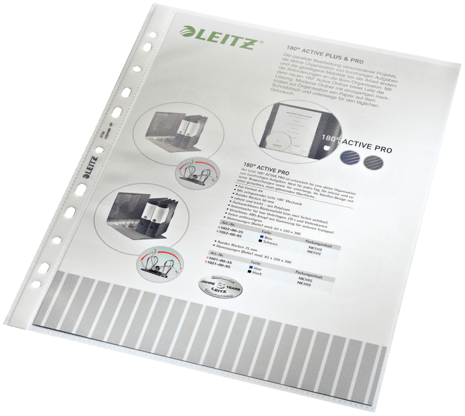 LEITZ Pochette perforée, A4, PP, transparent, 0,08 mm