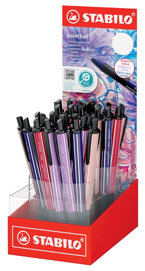 Stylo à bille rétractable pointball® NatureCOLORS, présentoir de 38 pièces