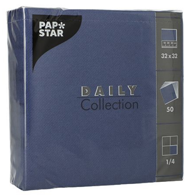 PAPSTAR Serviettes, 320 x 320 mm, 3 couches, bleu foncé