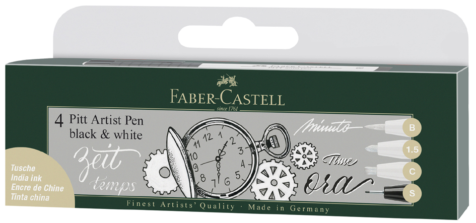 FABER-CASTELL Feutre PITT artist pen, étui de 4
