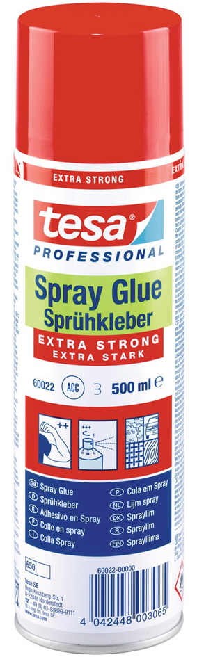 tesa Colle en spray EXTRA STRONG, 500 ml, couleur: blanc