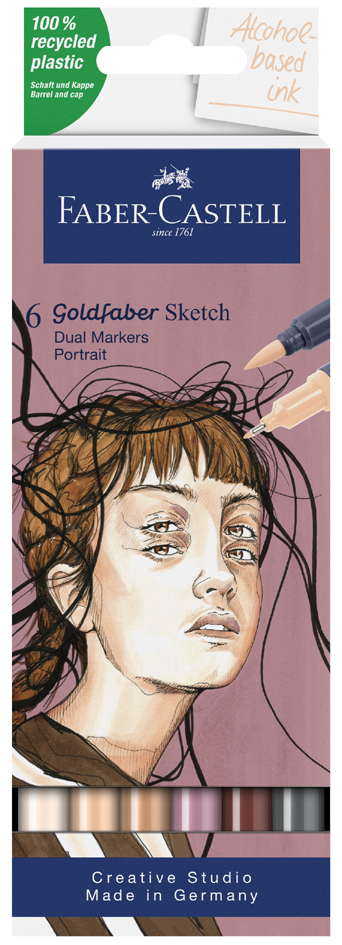 FABER-CASTELL Marqueur Sketch GOLDFABER, étui de 6 Portrait