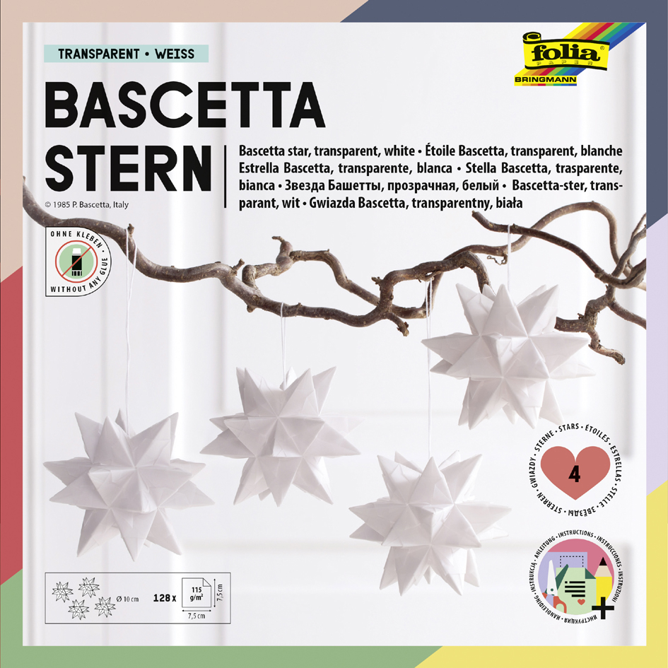 folia Feuilles pliables étoile Bascetta, 75 x 75 mm, blanc