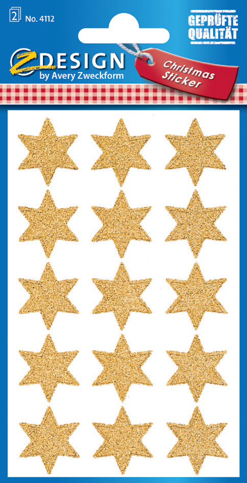 AVERY Zweckform Stickers de Noël ZDesign 'étoiles', or