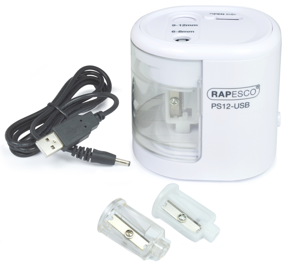RAPESCO Taille-crayon électrique double PS12-USB, blanc