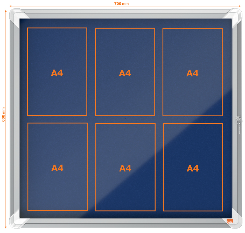 nobo Vitrine d'affichage Premium Plus, feutre, 6x A4, bleu