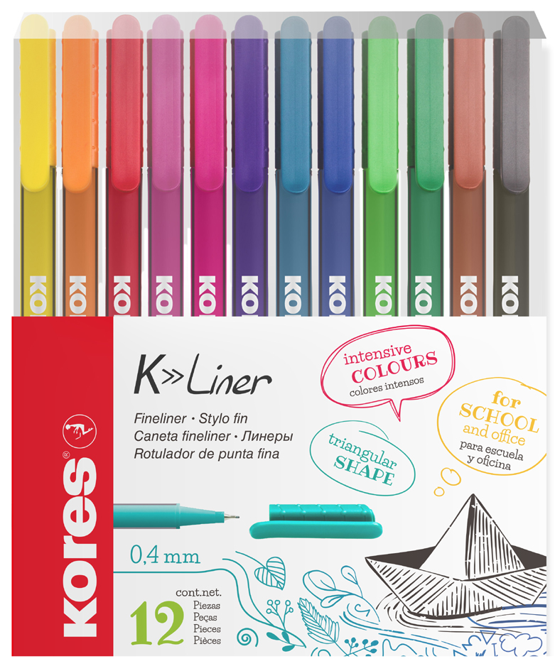 Kores Feutre Fineliner 'K-Liner', tracé: 0,4 mm, étui de 12