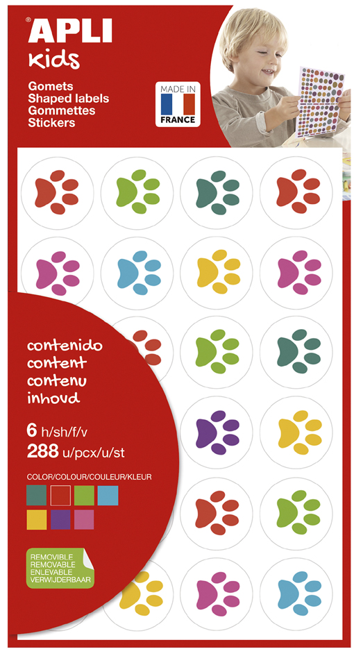 APLI kids Gommettes 'Empreintes de chat', en sachet