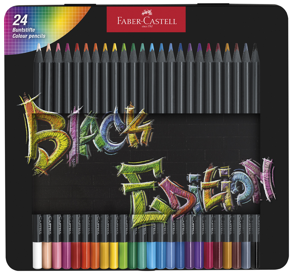 FABER-CASTELL Crayon de couleur Black Edition, étui de 24