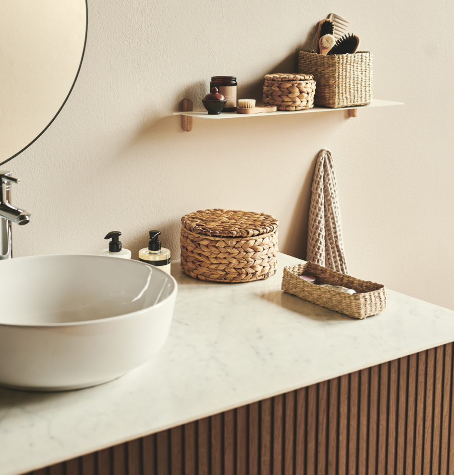 Corbeilles de rangement, naturel, ronde