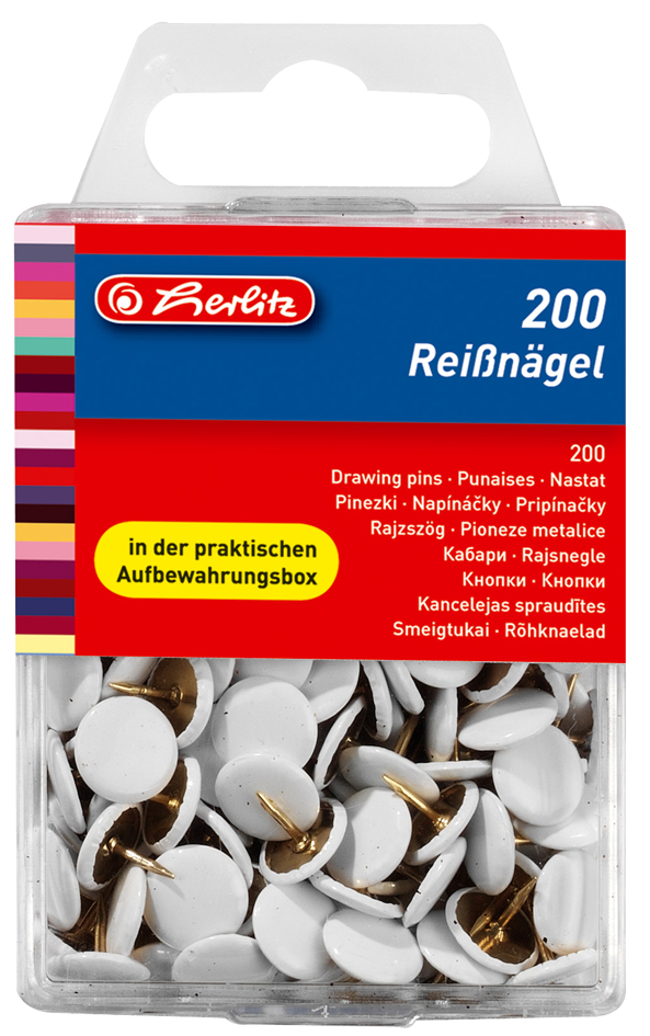 herlitz Punaises, diamètre: 9,5 mm, blanc
