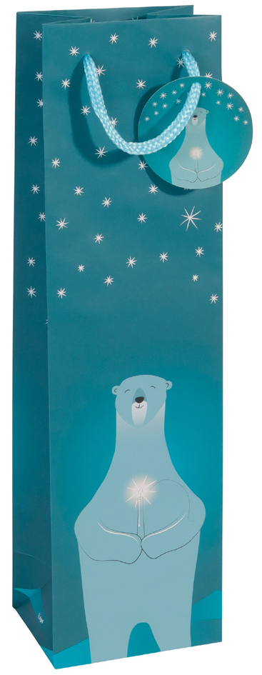 sigel Sac de Noël pour bouteille 'Polar bear with candle'