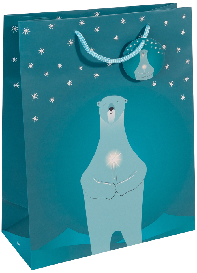 Visuel de référence : sac cadeau de Noël "Polar bear with candle"