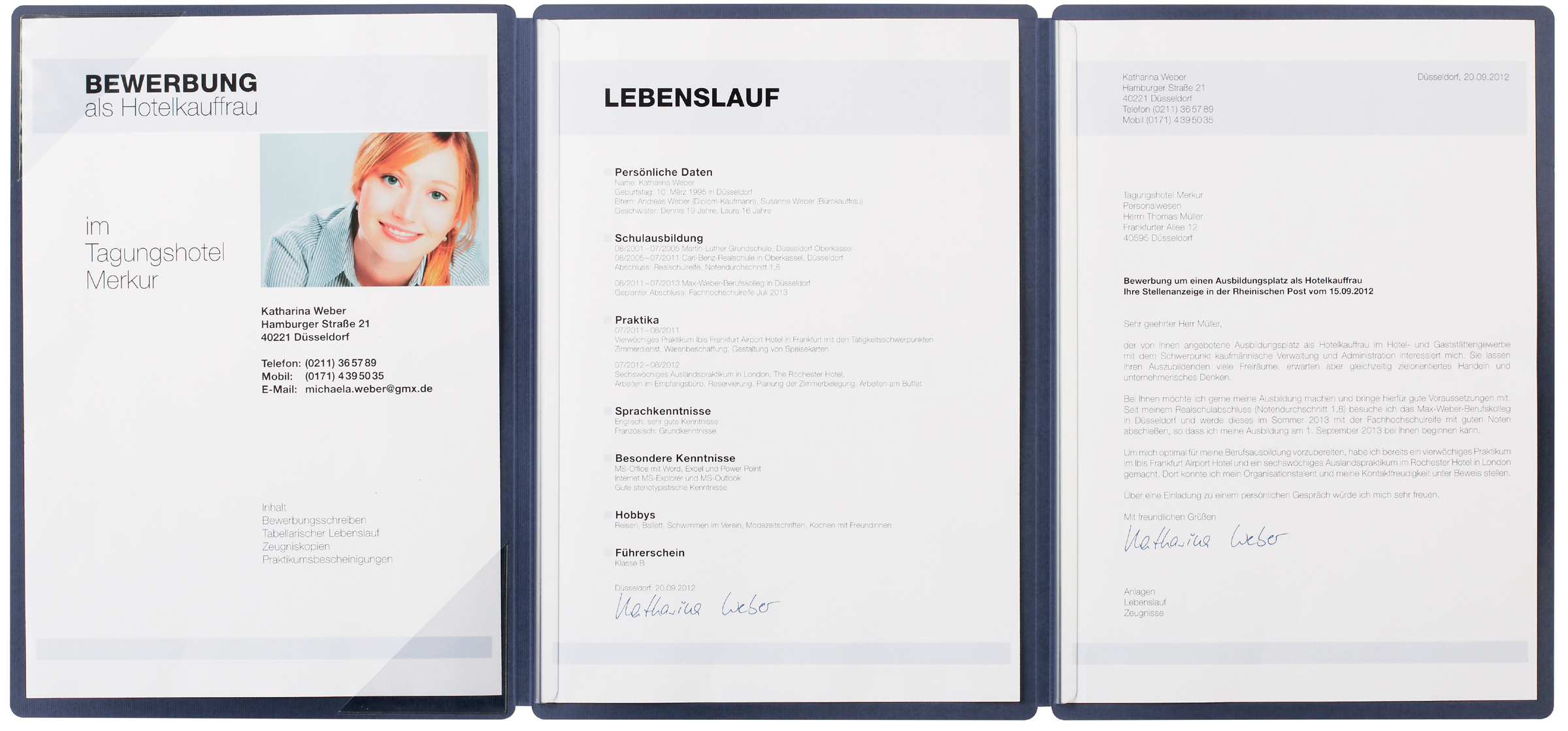 PAGNA Dossier de présentation / candidature 'Straight', bleu Karton A4 10 feuilles bleu