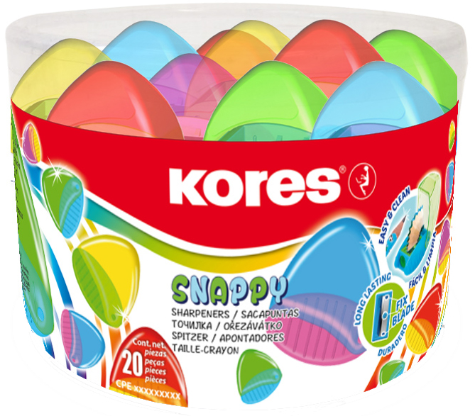 Kores Taille-crayon avec réservoir 'Snappy', Boîte ronde, co