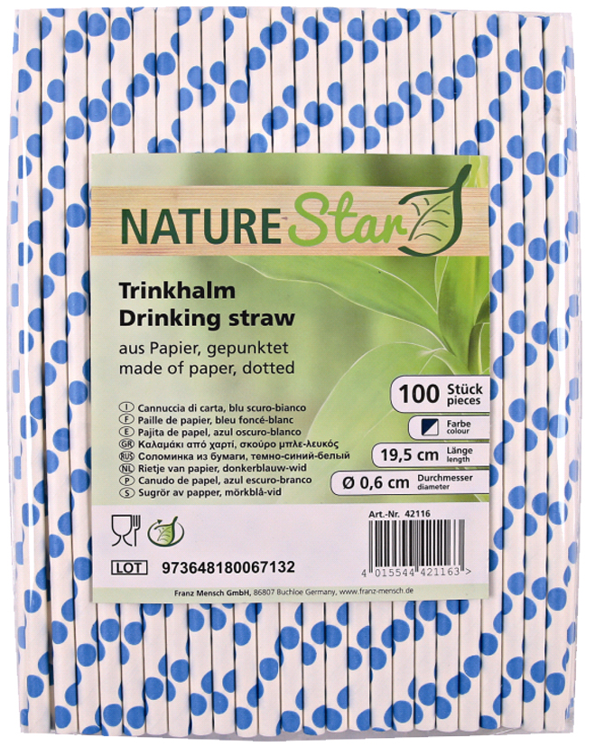 NATURE Star Paille en papier, 197 mm, bleu foncé/blanc