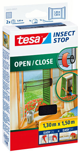 tesa Moustiquaire pour fenêtre OPEN/CLOSE, 1,3 x 1,5 m