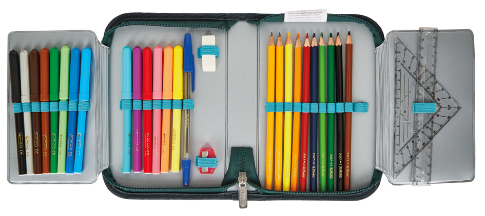 Etui scolaire "Green Rex", ouvert