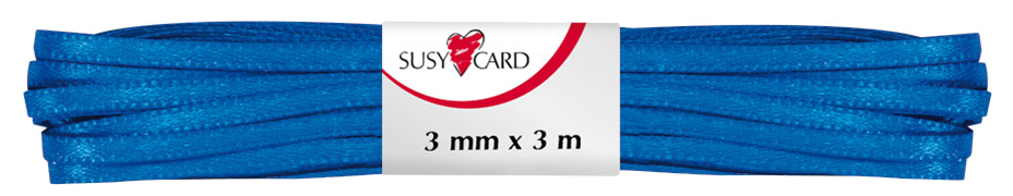 SUSY CARD Ruban cadeau 'double satin', 3 mm x 3 m, bleu