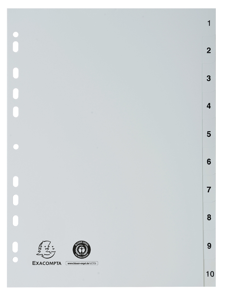 EXACOMPTA Intercalaire numérique en plastique, A4, gris