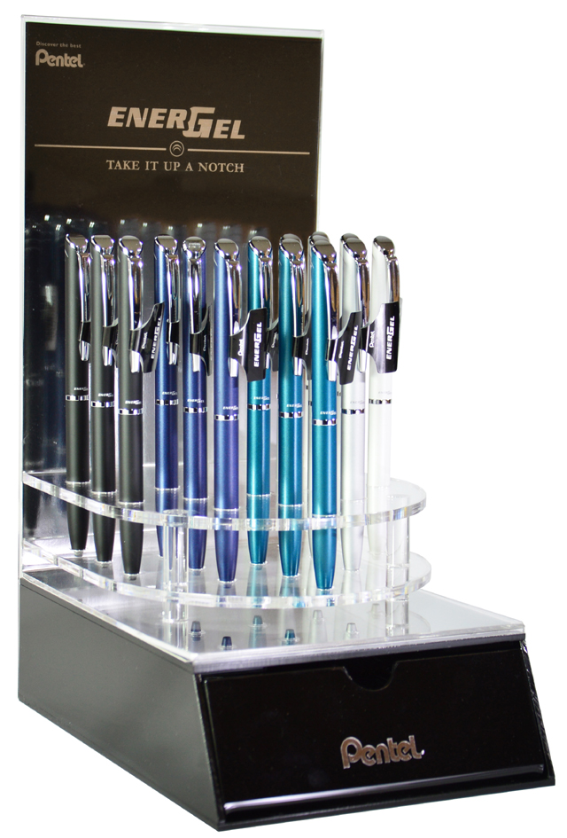 Pentel Stylo roller à encre gel EnerGel Hi-Class, présentoir
