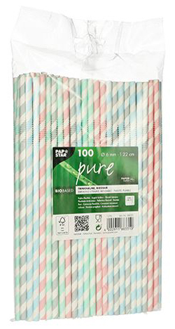 PAPSTAR Paille en papier 'Stripes', couleurs assorties