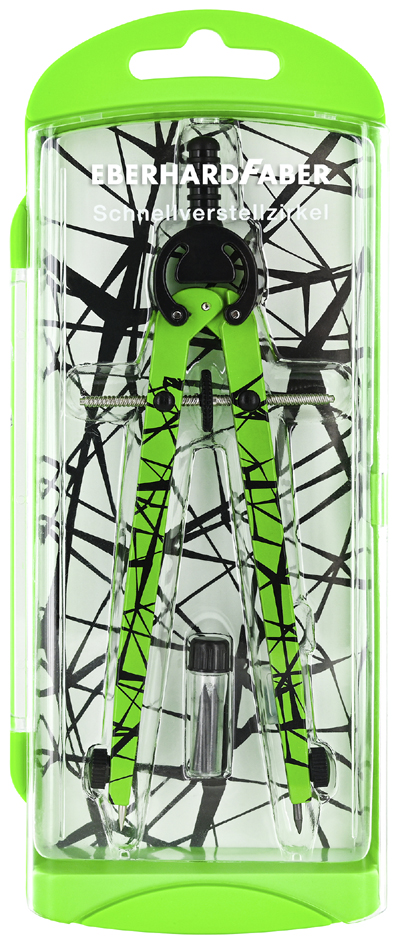 FABER-CASTELL Compas à réglage rapide, vert fluo / noir