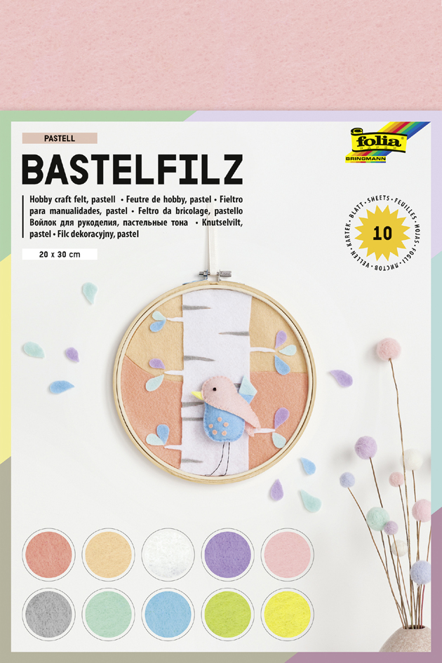 folia Feutrine de bricolage, 200 x 300 mm, 150 g/m2, pastel