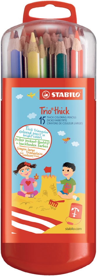 STABILO Crayon de couleur Trio long, étui malin de 15