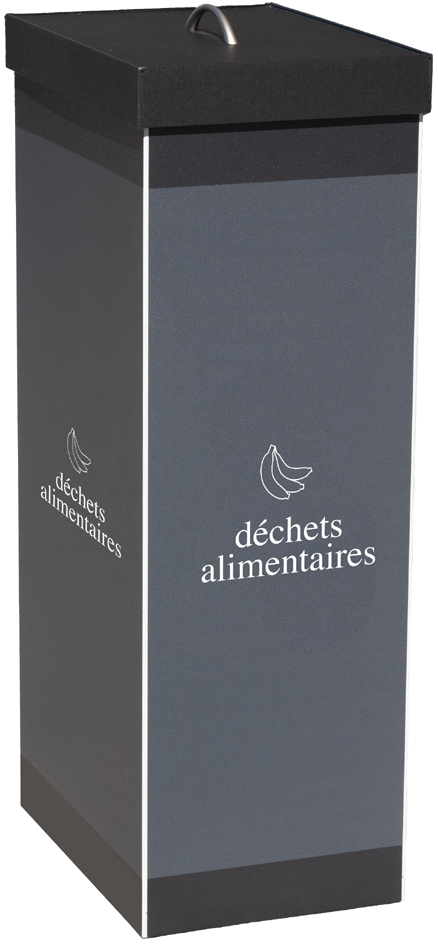 Collecteur pour tri sélectif déchets alimentaires, noir