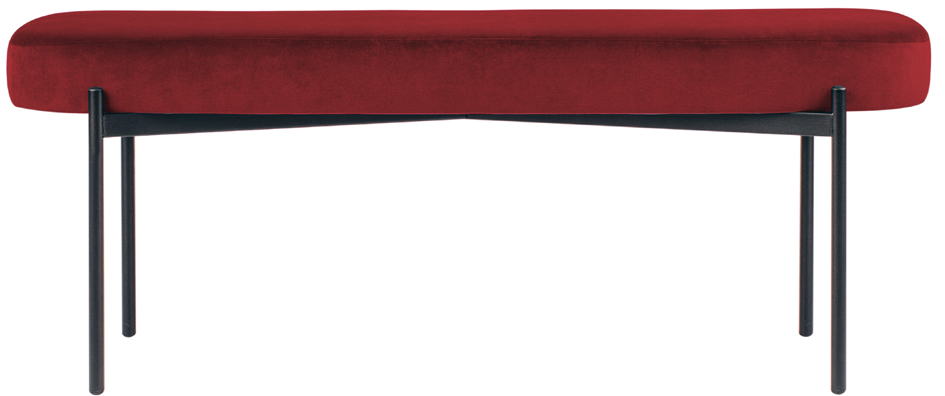 PAPERFLOW Banc oval GAIA, taille L, habillage velours, rouge