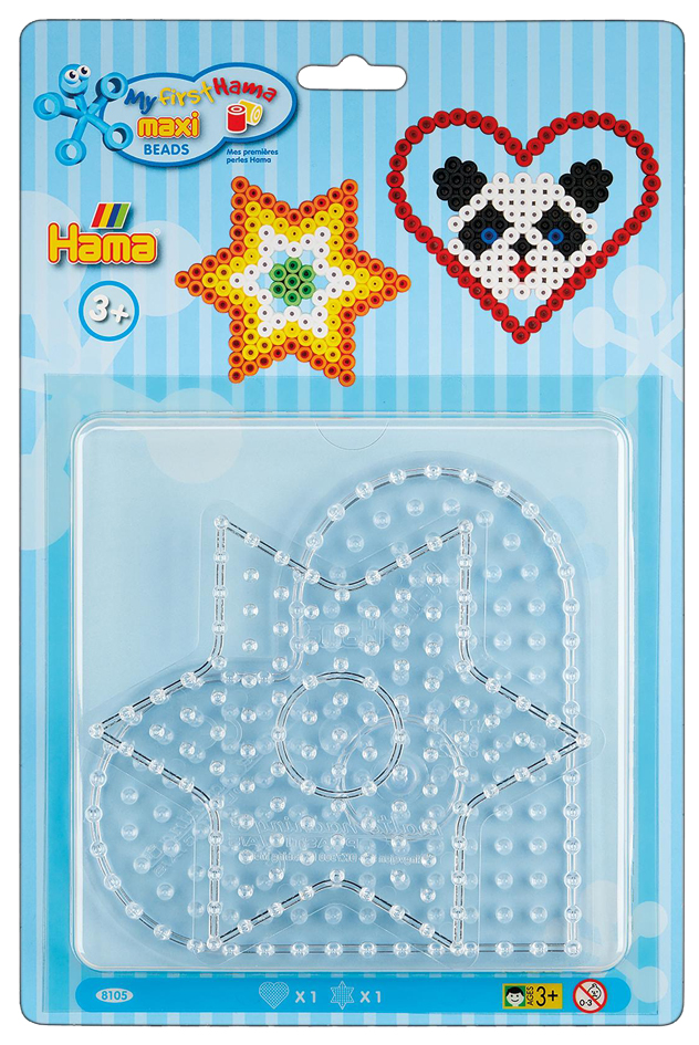 Hama Plaques pour perles à repasser 'Coeur, étoile', blister