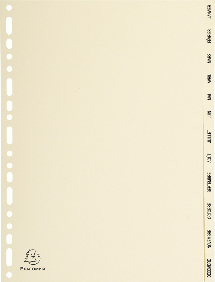 Intercalaires carte, mensuel