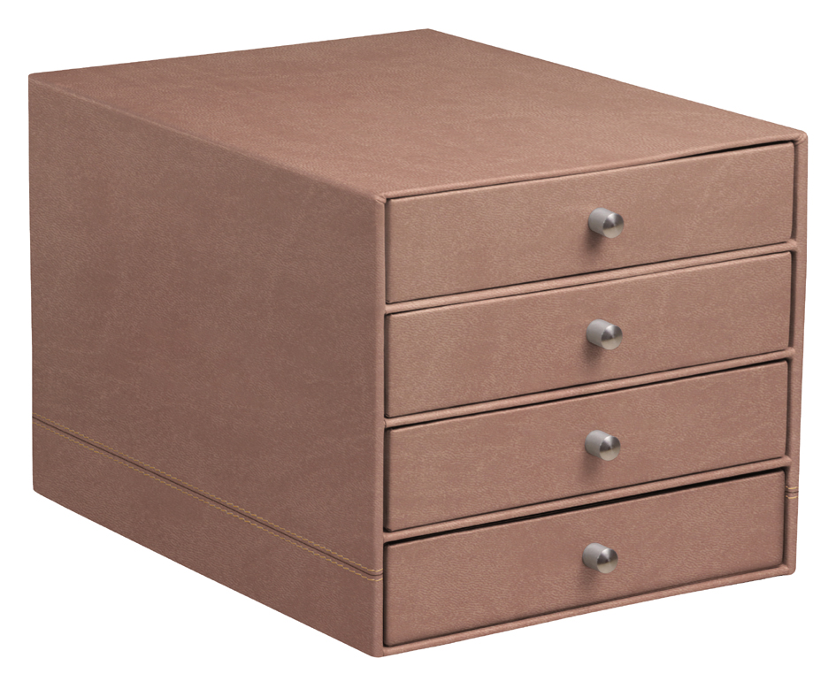 RHODIA Trieur 4 tiroirs, en simili cuir, bois de rose