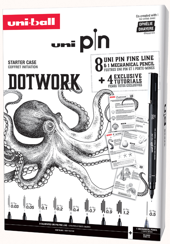 uni-ball Coffret d'initiation uni pin DOTWORK, 9 pièces