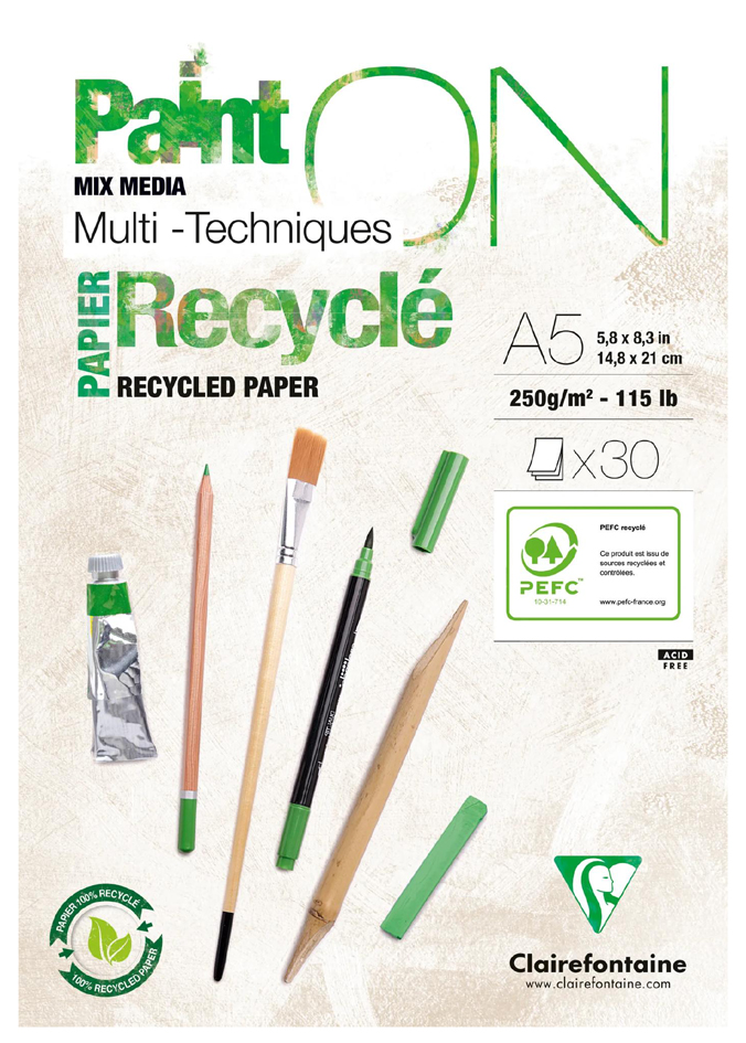 Clairefontaine Bloc papier dessin Paint'ON Recyclé, A3