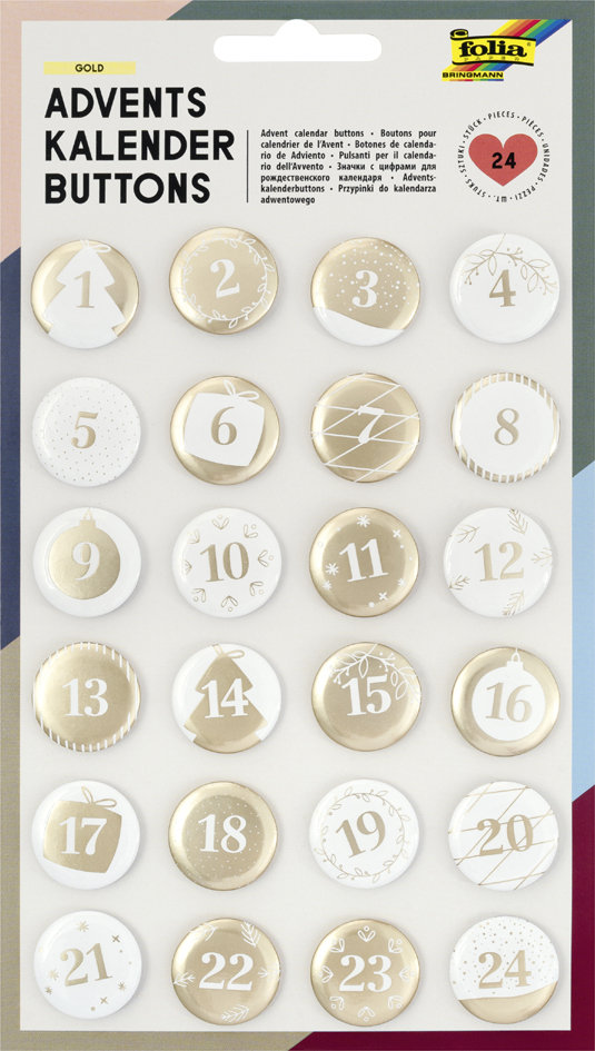 folia 'Buttons' pour calendrier de l'Avent, nacré, en tôle
