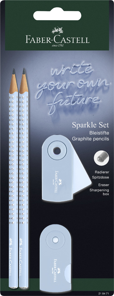 FABER-CASTELL Kit d'écriture GRIP SPARKLE, bleu ciel