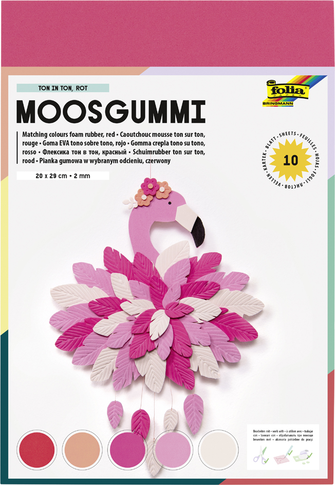 folia Mousse éponge, (L)200 x (H)290 mm, assortiment rouge