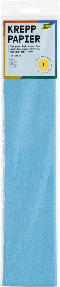 folia Papier crépon en couches, 500 mm x 2,5 m, bleu clair