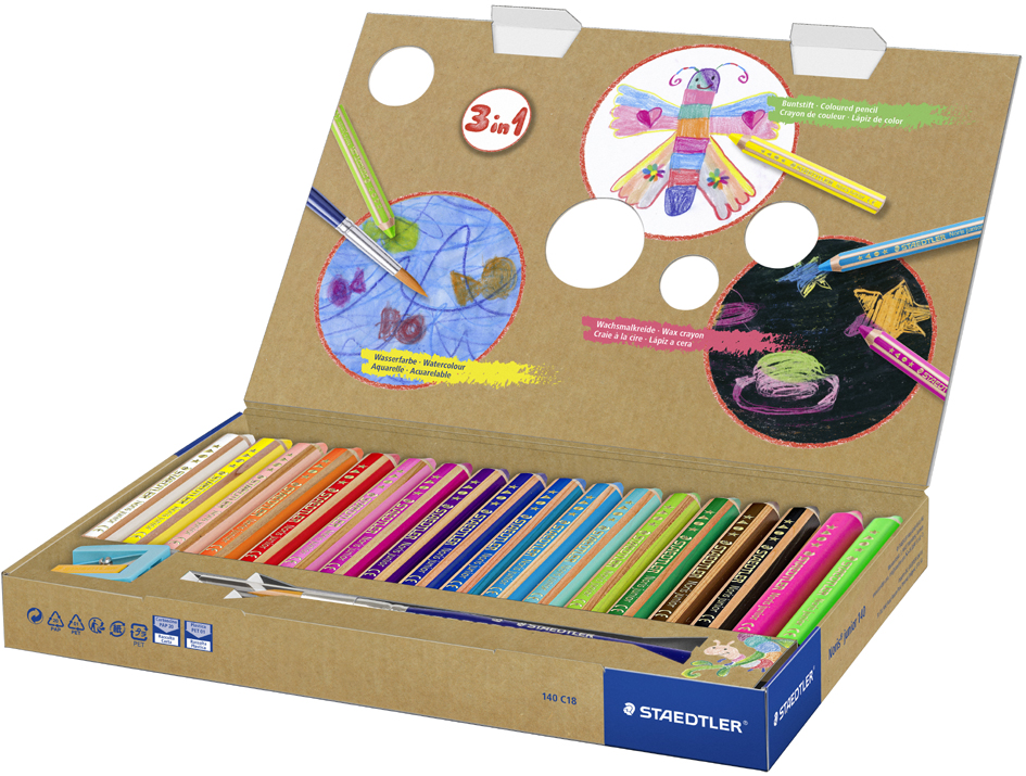 STAEDTLER Crayon de couleur hexagonal Noris junior, étui