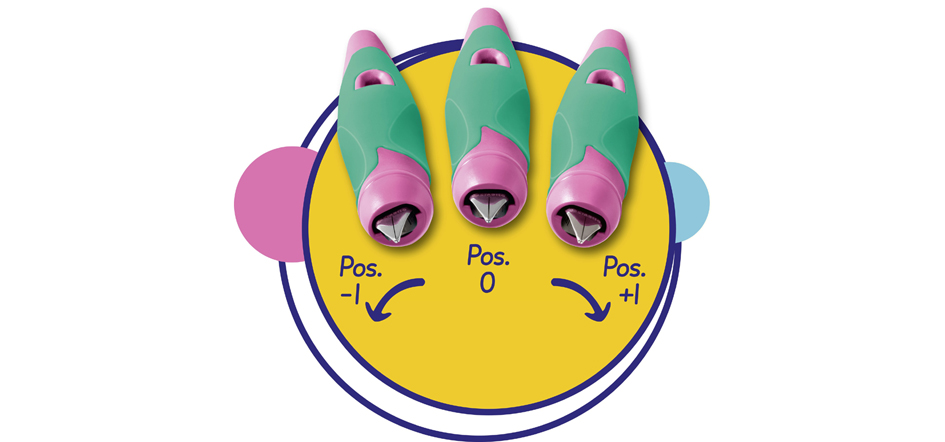 Visuel de référence : réglage de l'angle de la plume