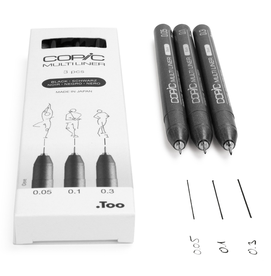 Feutre fin MULTILINER, set de 3 - épaisseurs de trait