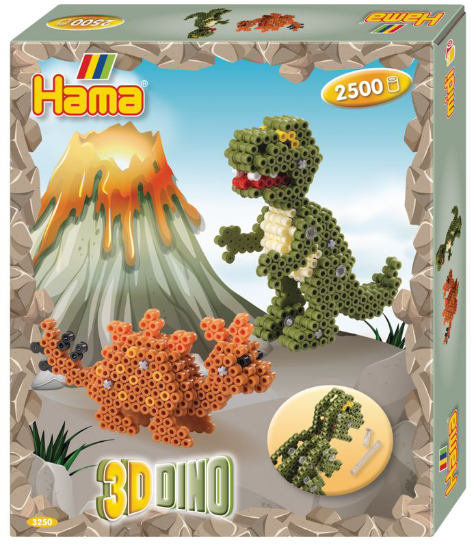 hama Perles à repasser midi 3D 'Dinosaures', coffret cadeau