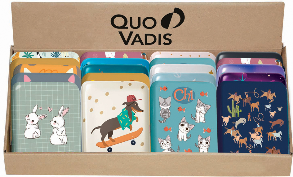 QUO VADIS Boite à bons points, en métal, en présentoir