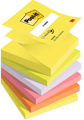 Post-it Bloc-note adhésif z-notes, 76 x 76 mm, 6 couleurs