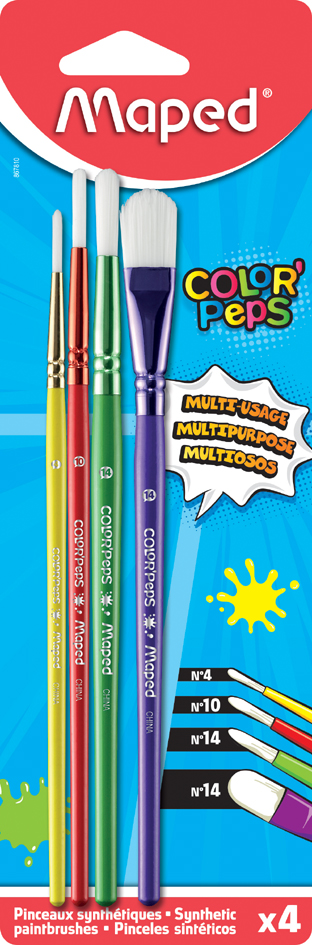 Kit de pinceaux à poils synthétiques COLOR'PEPS, sur carte blister
