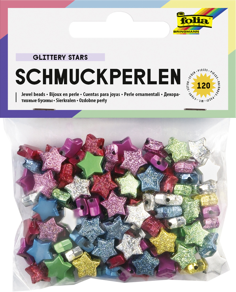 folia Bijoux en perle 'Glittery Stars', lisse/en relief