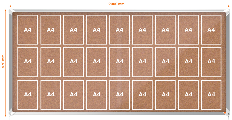 nobo Vitrine d'affichage Premium Plus, fond en liège, 27x A4
