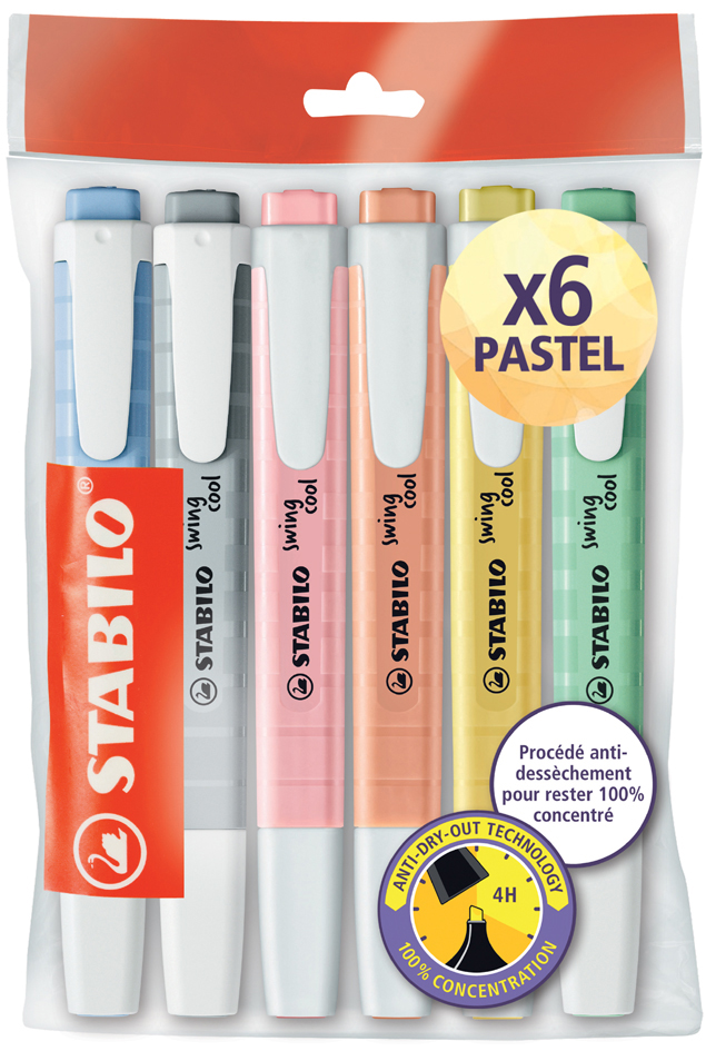 STABILO Surligneur swing cool PASTEL, Ecopack de 6